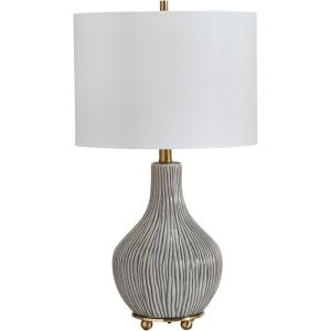 Signature Design by Ashley Judlen Transitional Table Lamp with 3-Way Switch and Drum Shade, Gray & Gold