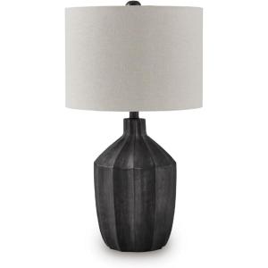 Signature Design by Ashley Jyllyard Contemporary Polyresin and Metal Table Lamp with 3-Way Switch, Light Brown & Metallic(Black)