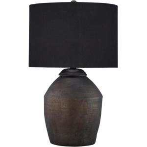 Signature Design by Ashley Naareman Mid Century Modern Terra Cotta Table Lamp with 3-Way Switch, Black