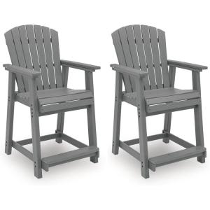 Signature Design by Ashley Ross Cove Casual Weather Resistant Outdoor 25″ Counter Height Bar Stool, Set of 2, Gray