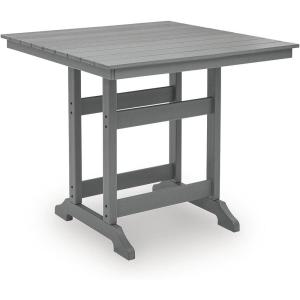 Signature Design by Ashley Ross Cove Casual Weather Resistant Outdoor Counter Height Dining Table with Umbrella Hole, Gray