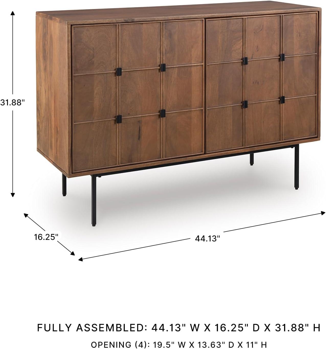 imageSignature Design by Ashley Juddins MidCentury Modern Accent Cabinet with 2 Magnet Doors 2 Shelves and Cable Management Light Brown