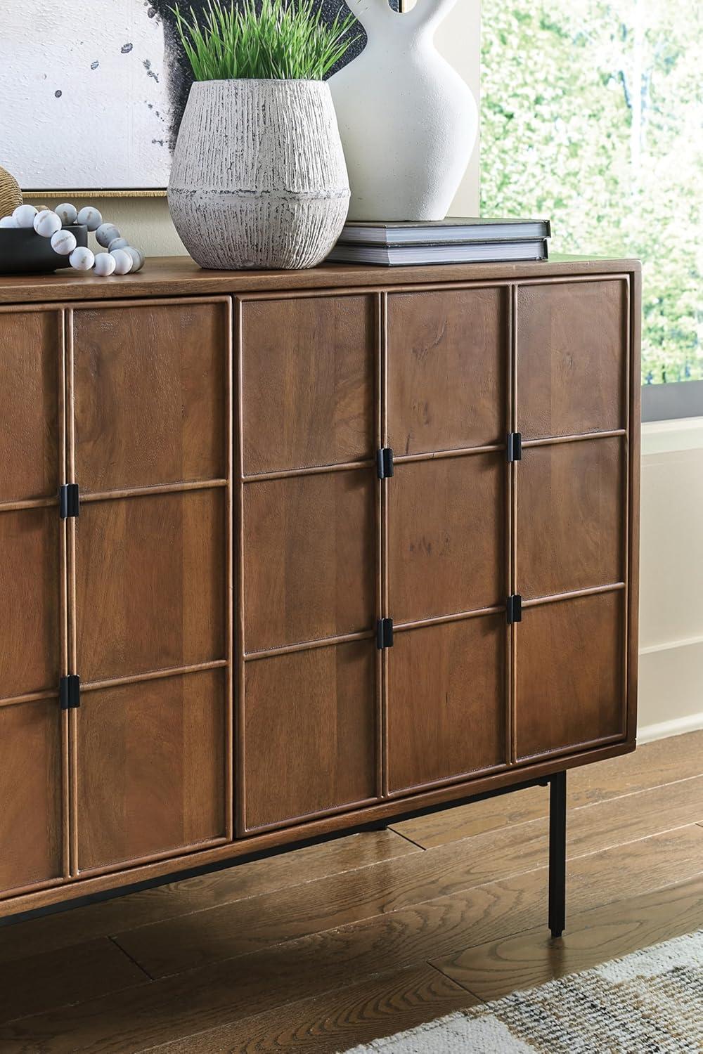 imageSignature Design by Ashley Juddins MidCentury Modern Accent Cabinet with 2 Magnet Doors 2 Shelves and Cable Management Light Brown