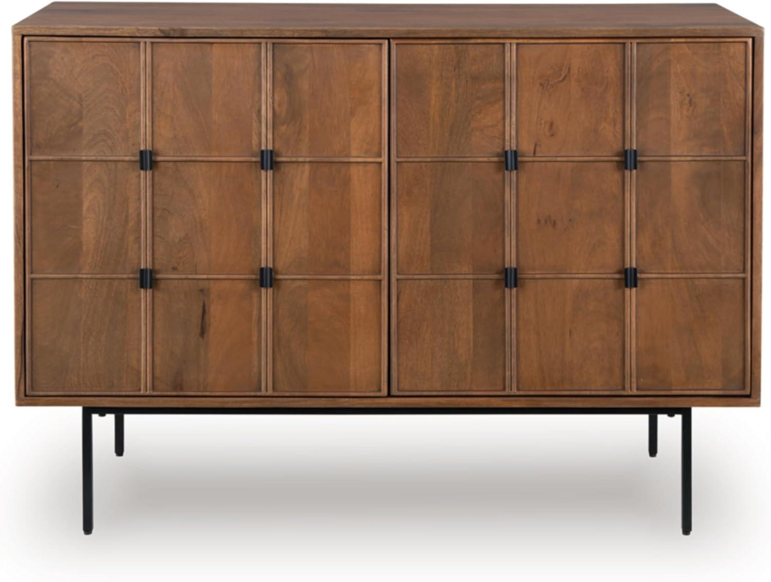 imageSignature Design by Ashley Juddins MidCentury Modern Accent Cabinet with 2 Magnet Doors 2 Shelves and Cable Management Light Brown