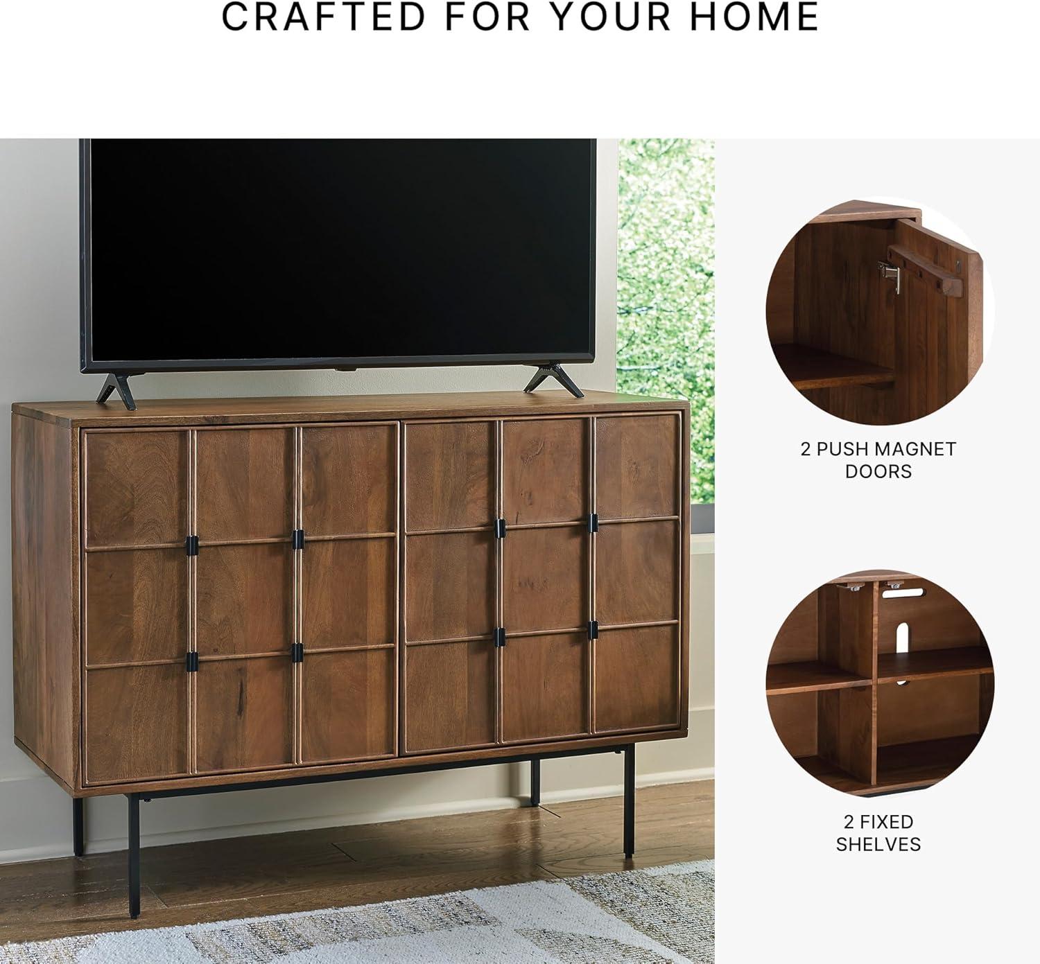 imageSignature Design by Ashley Juddins MidCentury Modern Accent Cabinet with 2 Magnet Doors 2 Shelves and Cable Management Light Brown