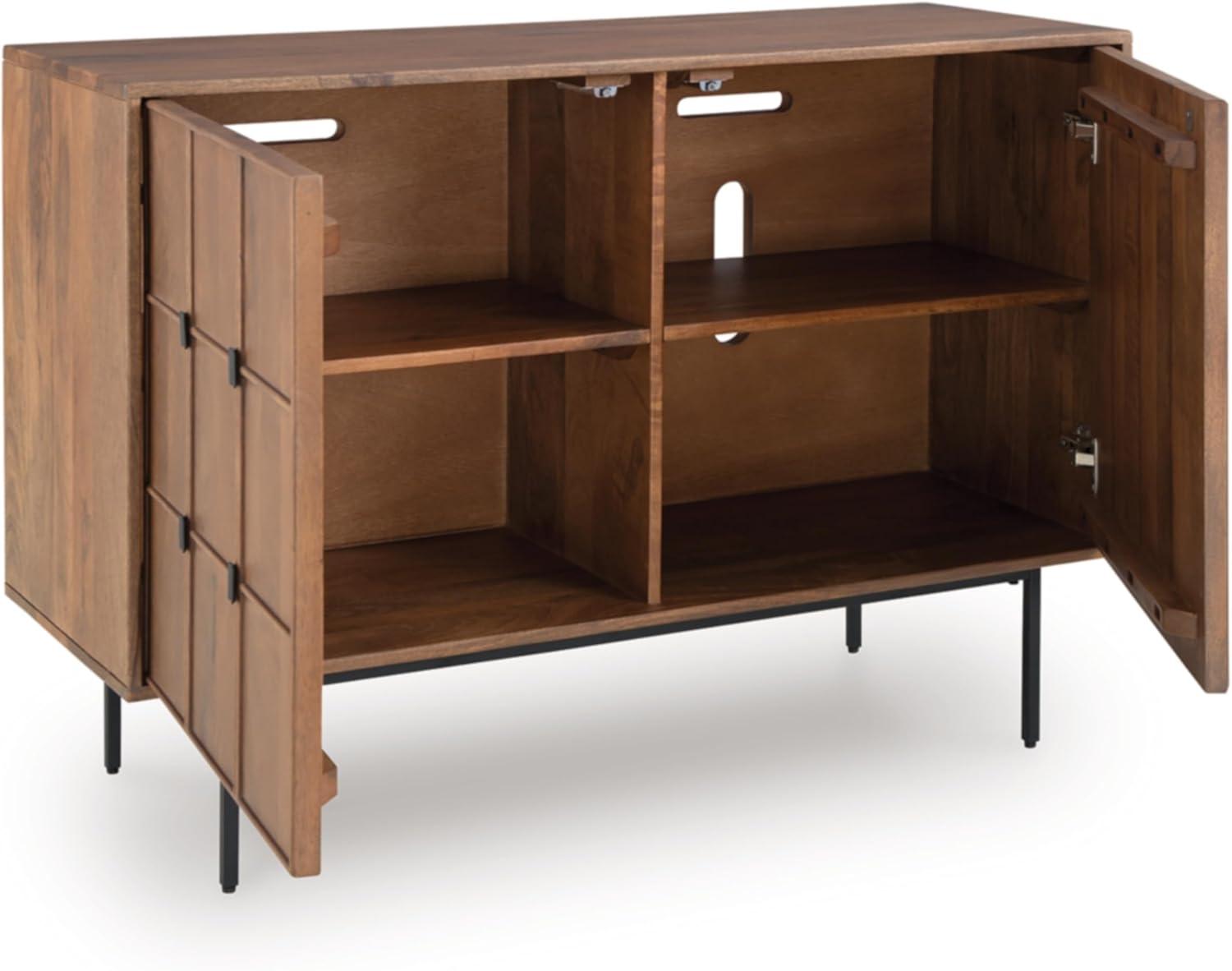 imageSignature Design by Ashley Juddins MidCentury Modern Accent Cabinet with 2 Magnet Doors 2 Shelves and Cable Management Light Brown