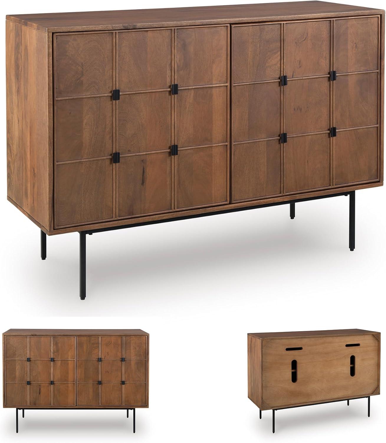 imageSignature Design by Ashley Juddins MidCentury Modern Accent Cabinet with 2 Magnet Doors 2 Shelves and Cable Management Light Brown