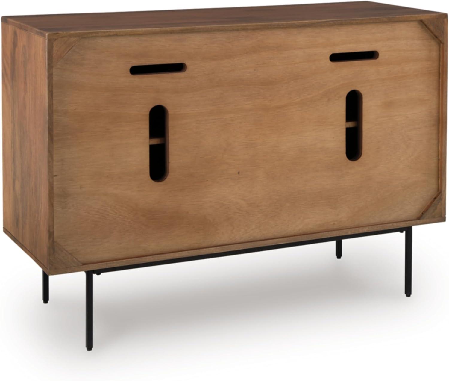 imageSignature Design by Ashley Juddins MidCentury Modern Accent Cabinet with 2 Magnet Doors 2 Shelves and Cable Management Light Brown