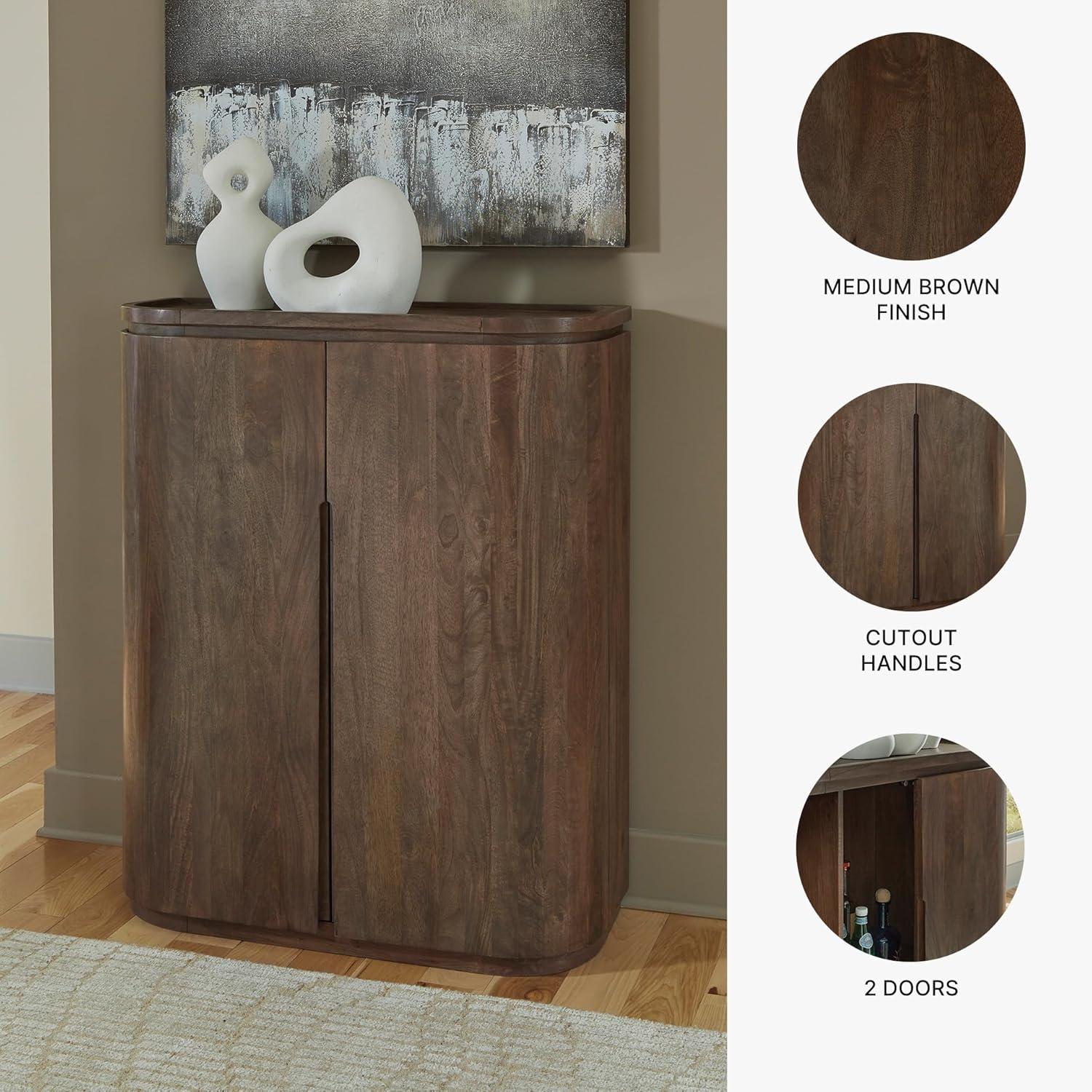 imageSignature Design by Ashley Landermont Contemporary Bar Cabinet with AntiTipping Dark Brown