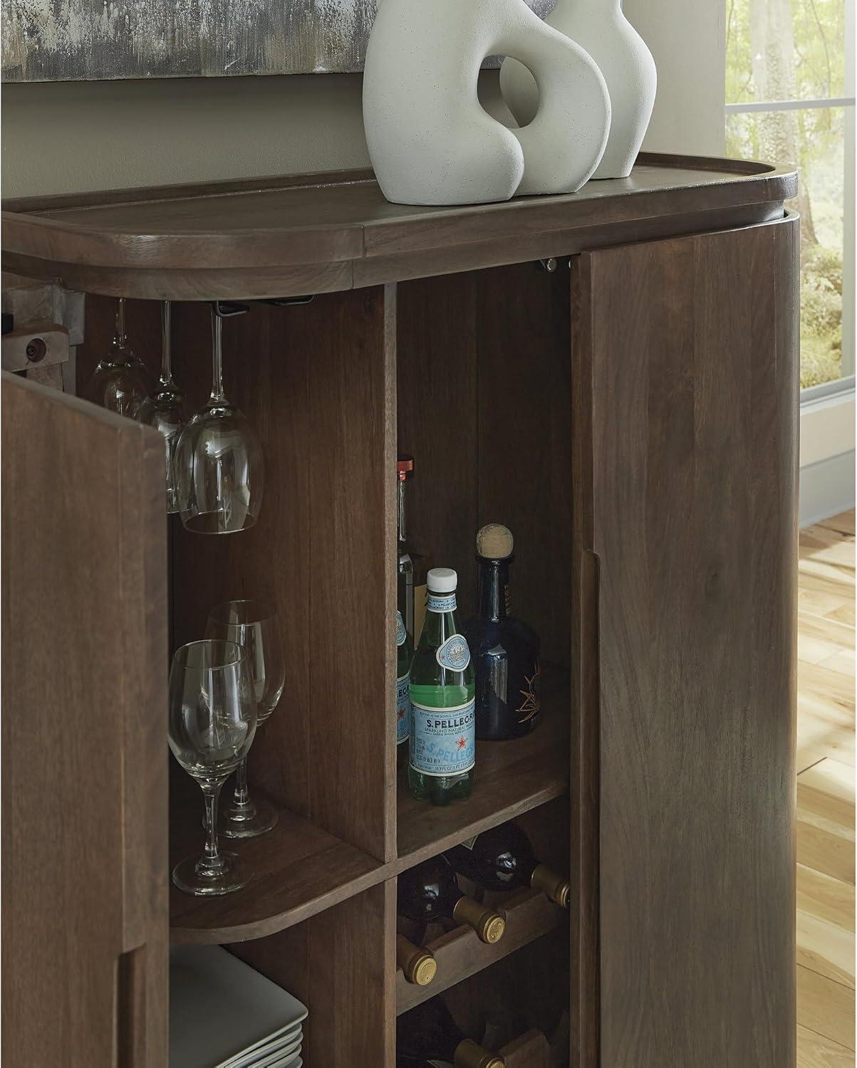 imageSignature Design by Ashley Landermont Contemporary Bar Cabinet with AntiTipping Dark Brown