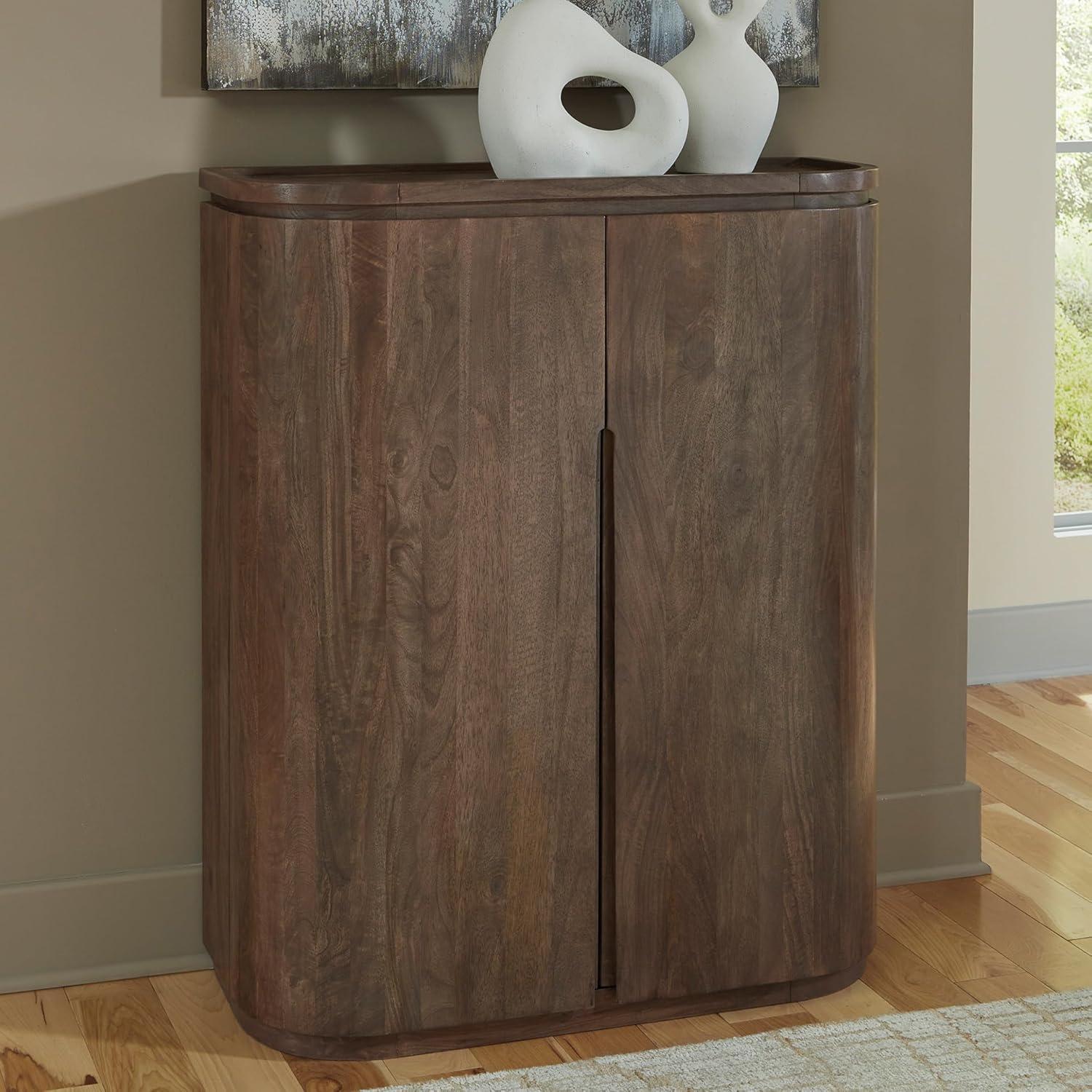 imageSignature Design by Ashley Landermont Contemporary Bar Cabinet with AntiTipping Dark Brown