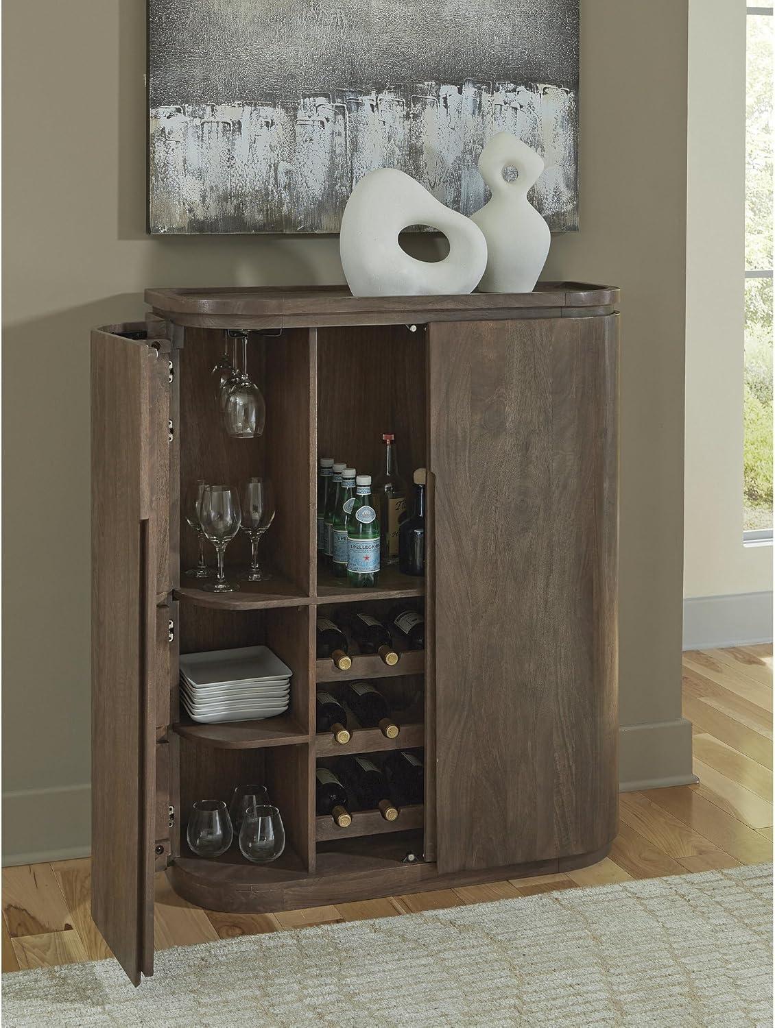 imageSignature Design by Ashley Landermont Contemporary Bar Cabinet with AntiTipping Dark Brown