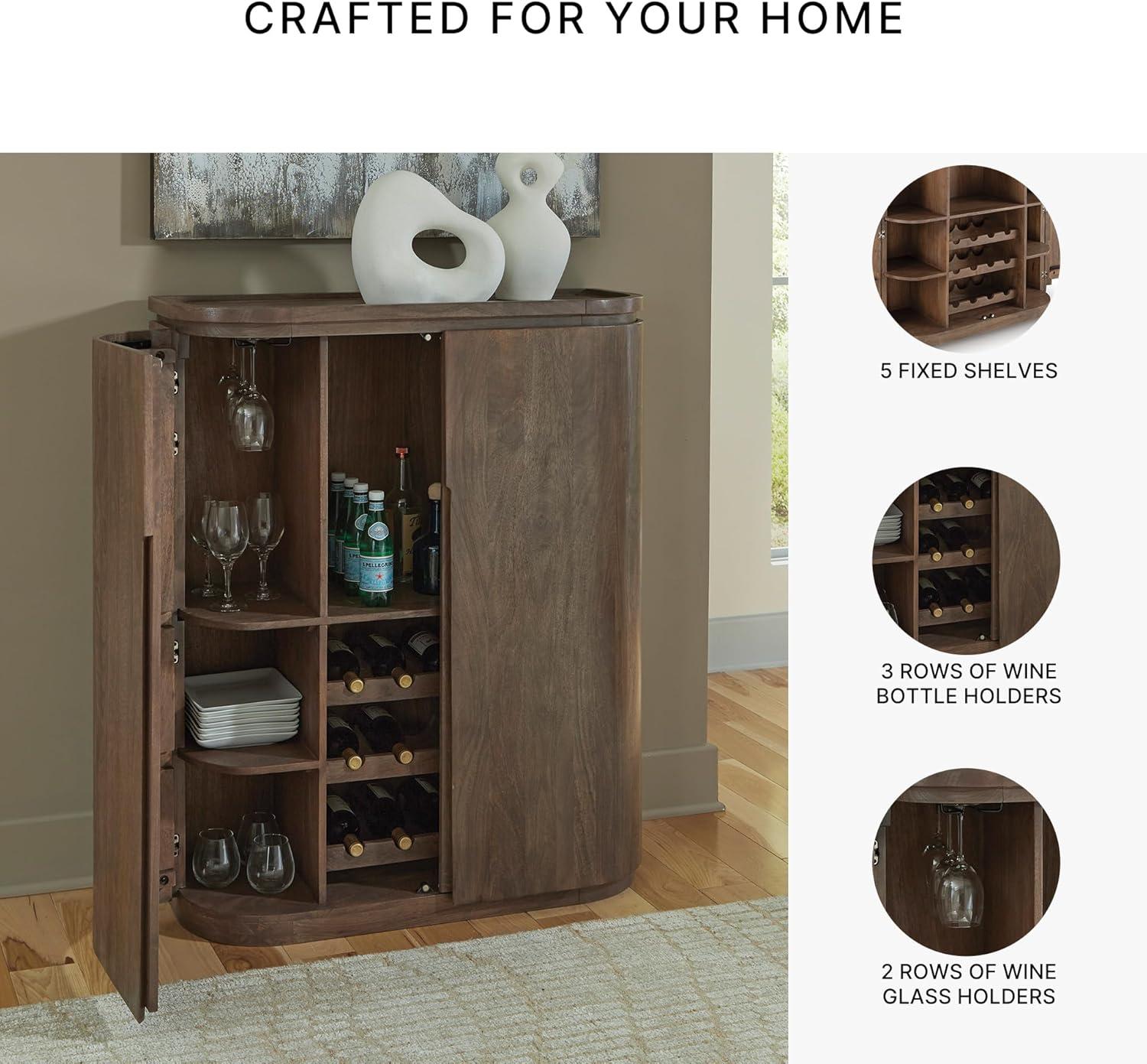 imageSignature Design by Ashley Landermont Contemporary Bar Cabinet with AntiTipping Dark Brown