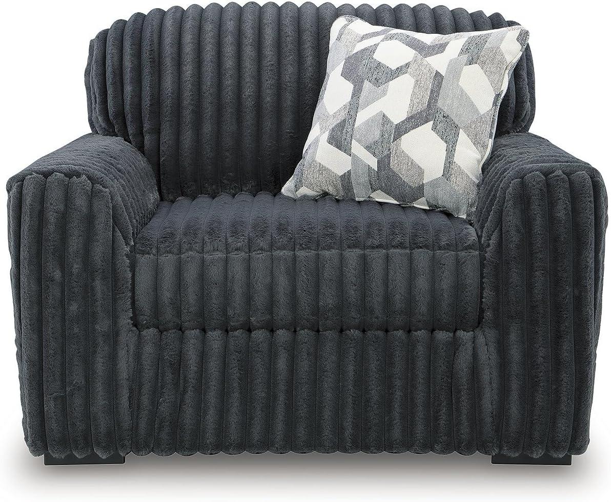 imageSignature Design by Ashley MidnightMadness Casual Upholstered Oversized Chair with Throw Pillow GrayGrey