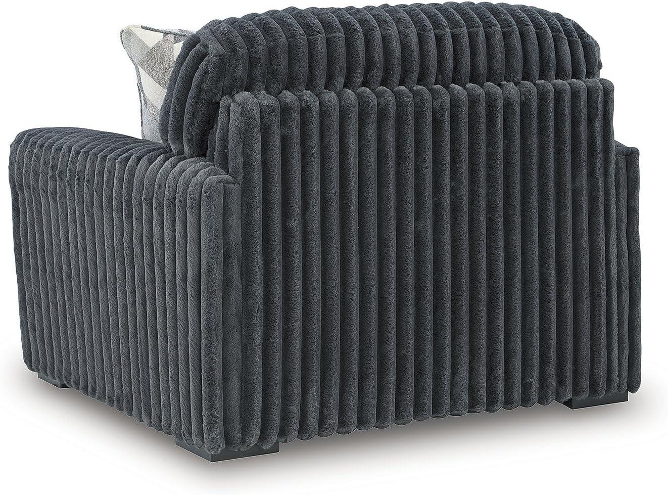 imageSignature Design by Ashley MidnightMadness Casual Upholstered Oversized Chair with Throw Pillow GrayGrey