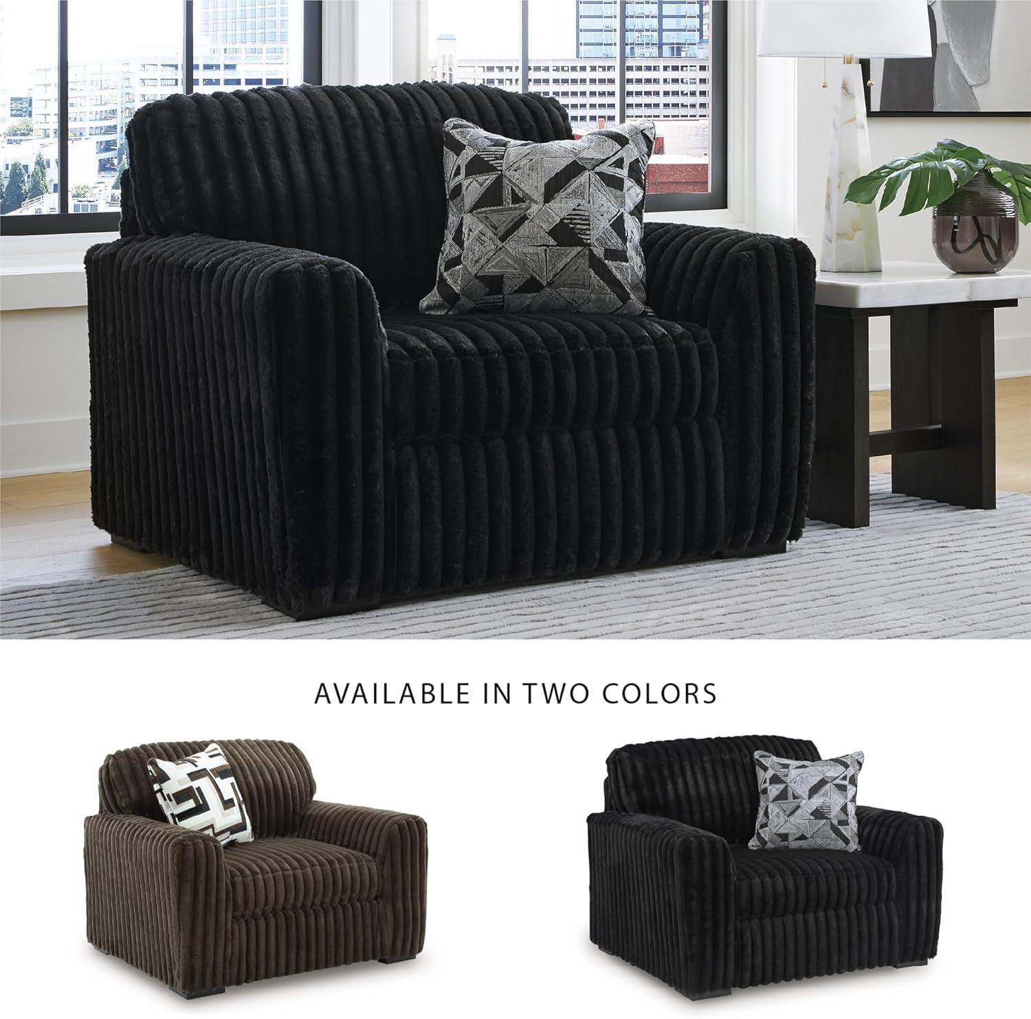 imageSignature Design by Ashley MidnightMadness Casual Upholstered Oversized Chair with Throw Pillow GrayOnyx