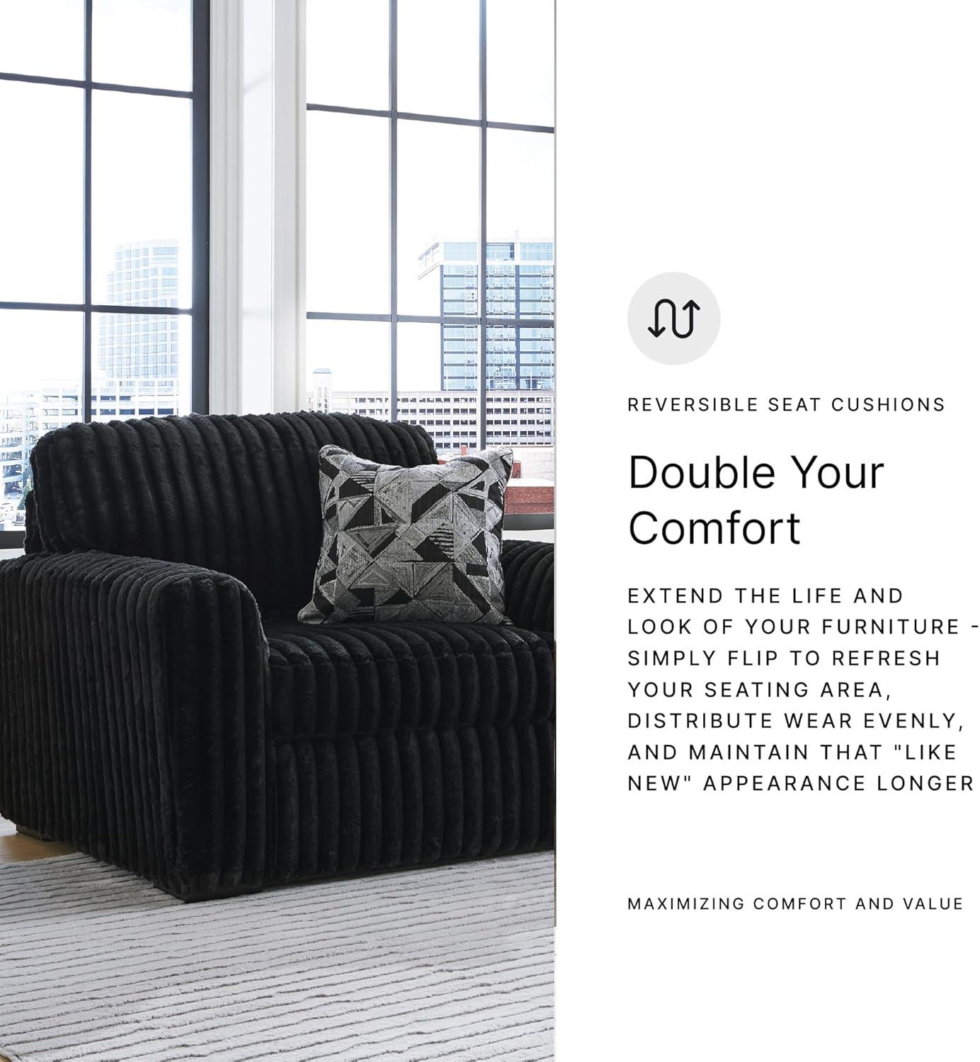 imageSignature Design by Ashley MidnightMadness Casual Upholstered Oversized Chair with Throw Pillow GrayOnyx