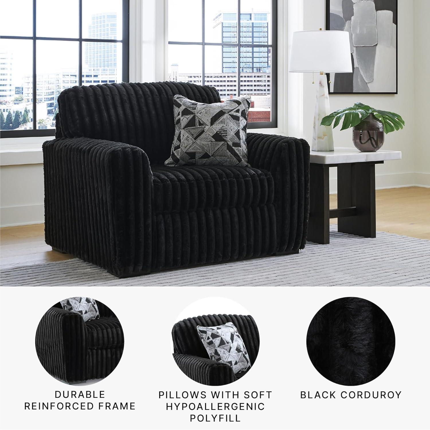 imageSignature Design by Ashley MidnightMadness Casual Upholstered Oversized Chair with Throw Pillow GrayOnyx