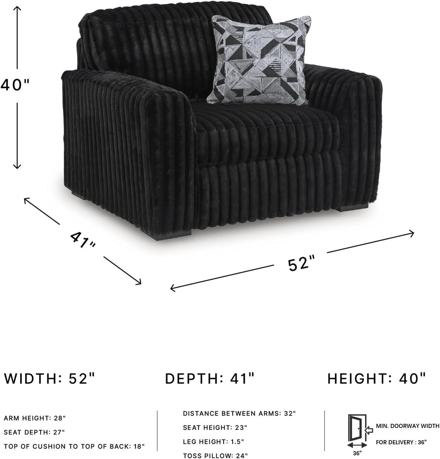 imageSignature Design by Ashley MidnightMadness Casual Upholstered Oversized Chair with Throw Pillow GrayOnyx