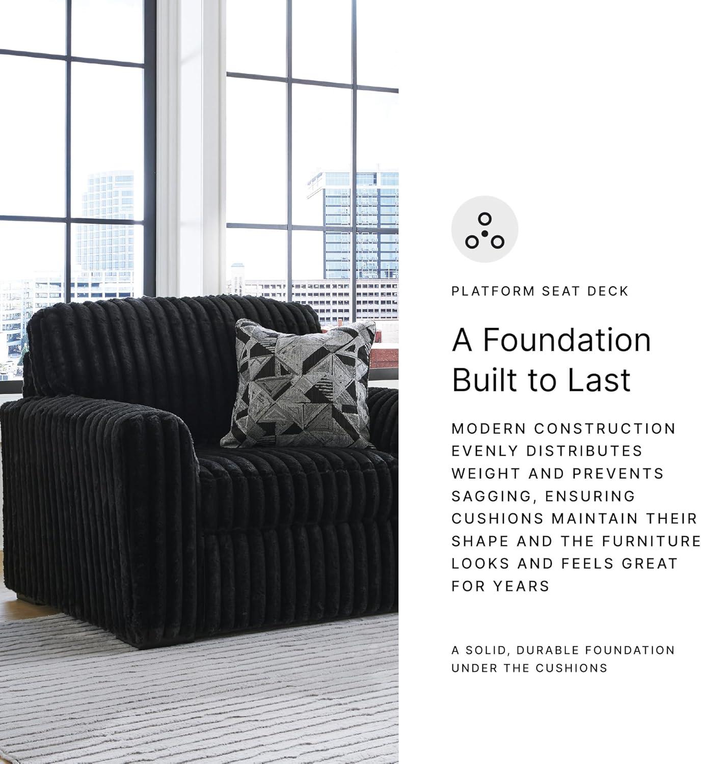 imageSignature Design by Ashley MidnightMadness Casual Upholstered Oversized Chair with Throw Pillow GrayOnyx