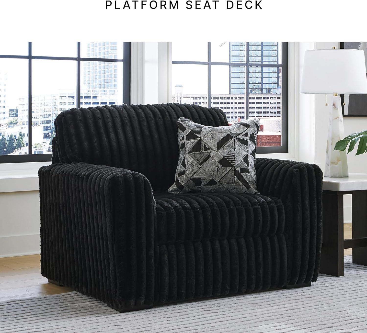 imageSignature Design by Ashley MidnightMadness Casual Upholstered Oversized Chair with Throw Pillow GrayOnyx
