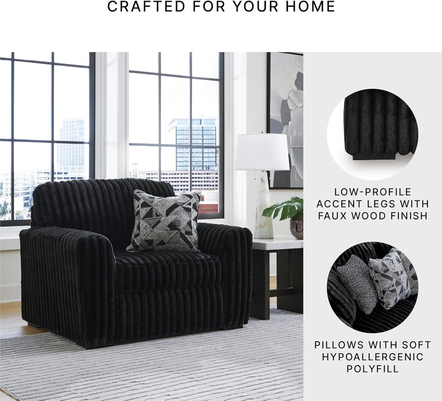 imageSignature Design by Ashley MidnightMadness Casual Upholstered Oversized Chair with Throw Pillow GrayOnyx