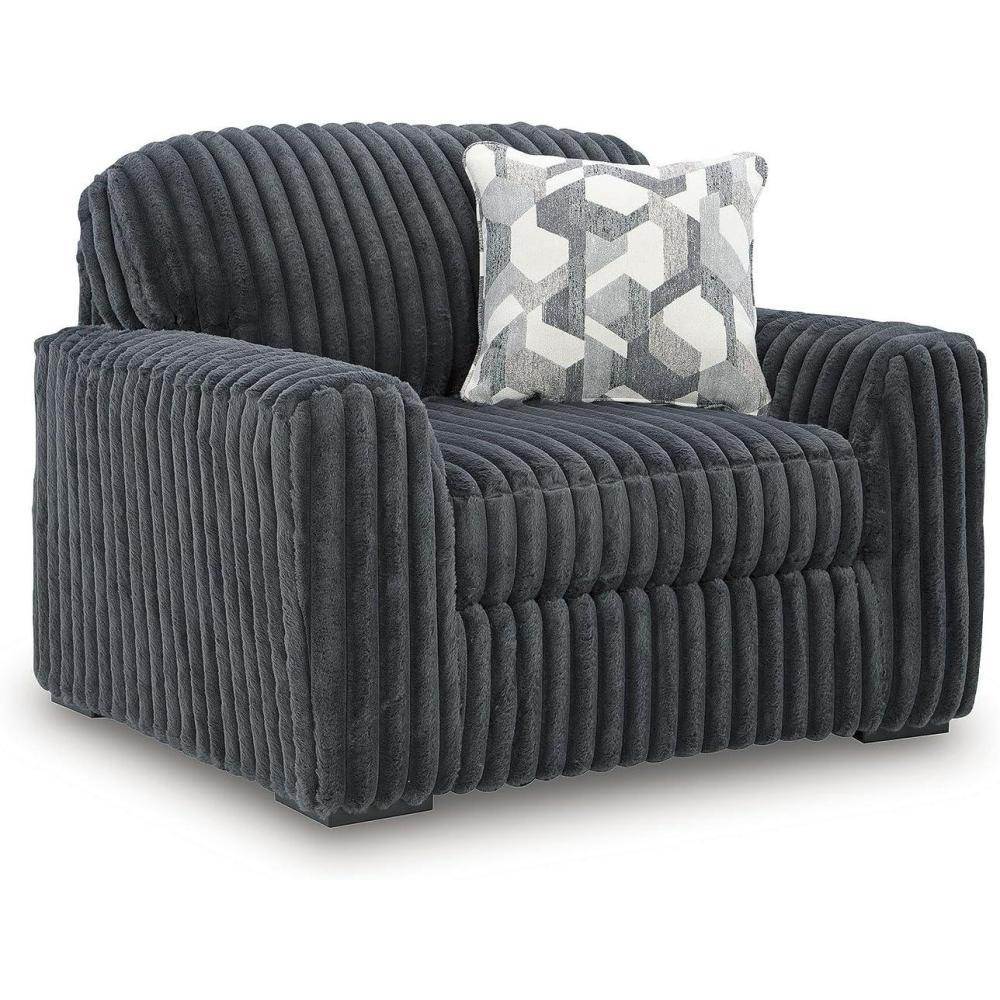 imageSignature Design by Ashley MidnightMadness Casual Upholstered Oversized Chair with Throw Pillow GrayGrey