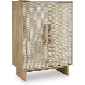 Signature Design by Ashley Dallinbury Mid-Century Modern Accent Cabinet with 2 Shelves, Light Brown & Whitewash