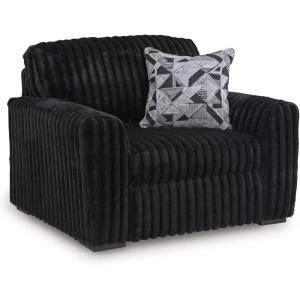 Signature Design by Ashley Midnight-Madness Casual Upholstered Oversized Chair with Throw Pillow, Gray(Onyx)