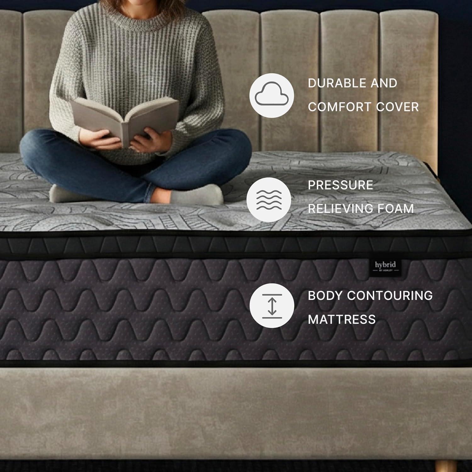 imageSignature Design By Ashley Destin Cove Plush Queen Hybrid Mattress Stretch Knit Cooling Cover Memory Foam Wrapped Coil Unit 60 W x 795 D x 15 H Blue12