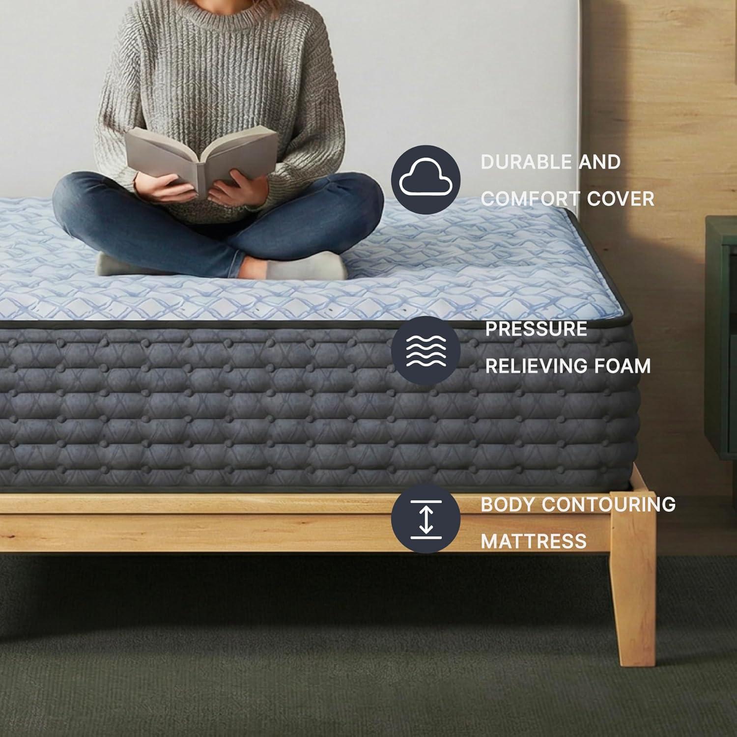imageSignature Design By Ashley Destin Cove Plush Queen Hybrid Mattress Stretch Knit Cooling Cover Memory Foam Wrapped Coil Unit 60 W x 795 D x 15 H Blue14