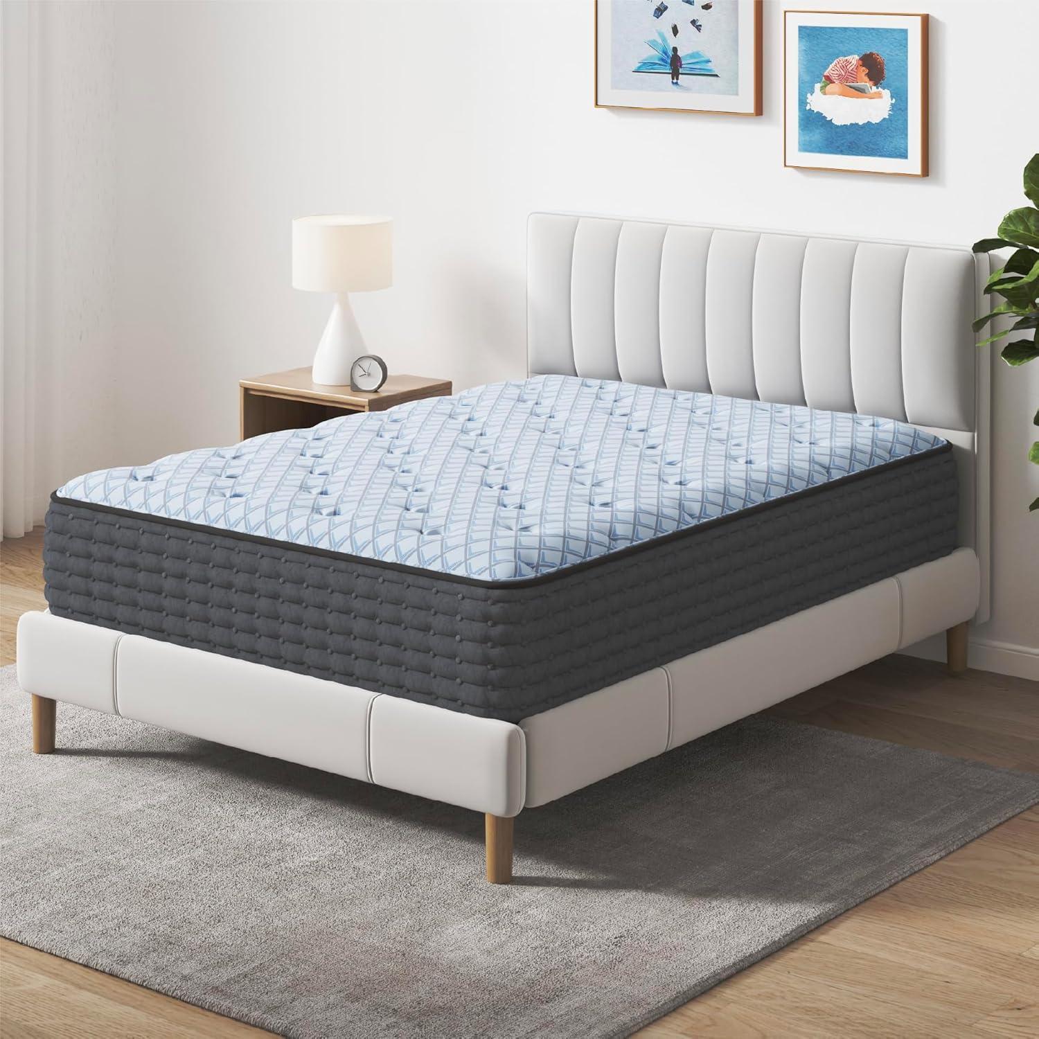 imageSignature Design By Ashley Destin Cove Plush Queen Hybrid Mattress Stretch Knit Cooling Cover Memory Foam Wrapped Coil Unit 60 W x 795 D x 15 H BlueQueen