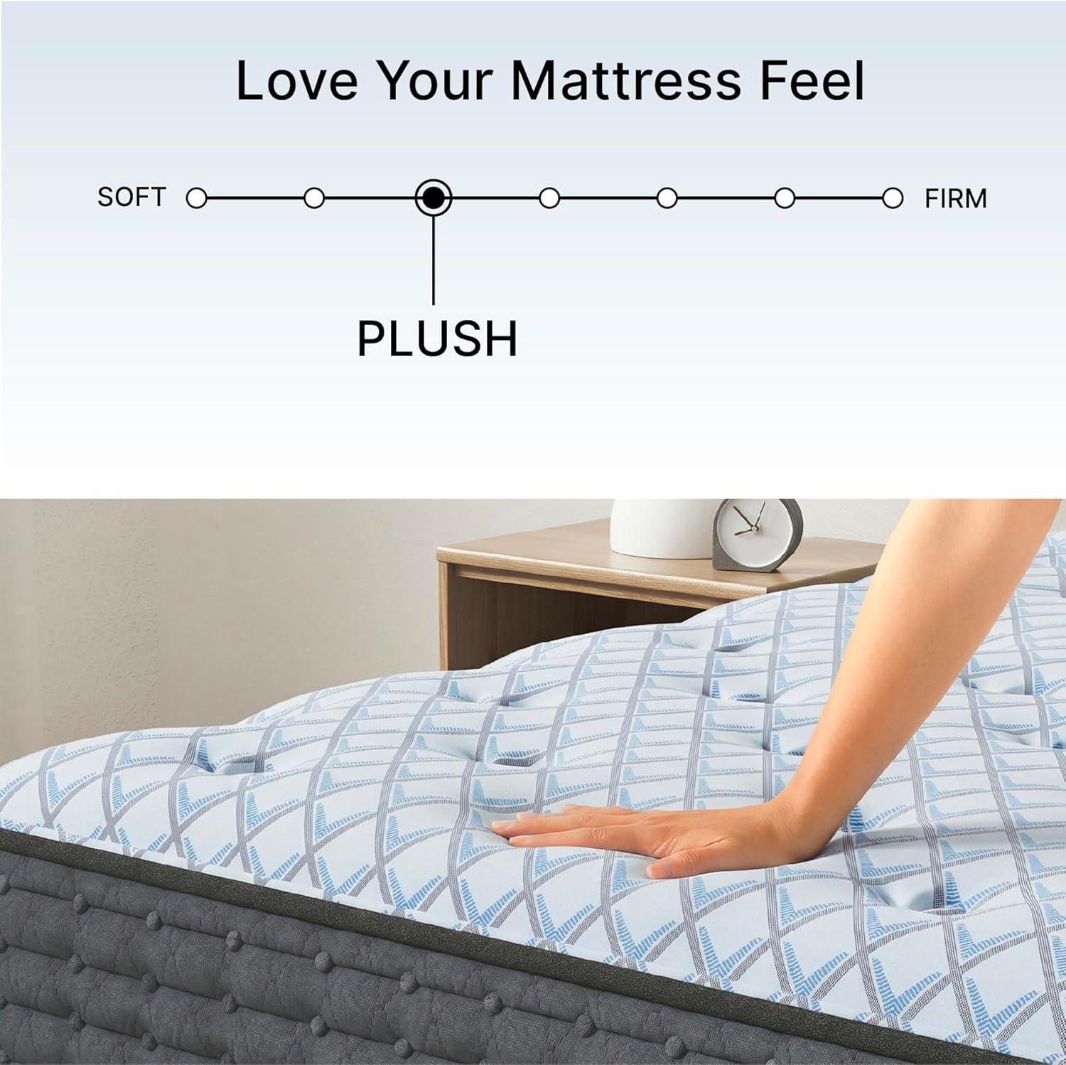 imageSignature Design By Ashley Destin Cove Plush Queen Hybrid Mattress Stretch Knit Cooling Cover Memory Foam Wrapped Coil Unit 60 W x 795 D x 15 H BlueQueen