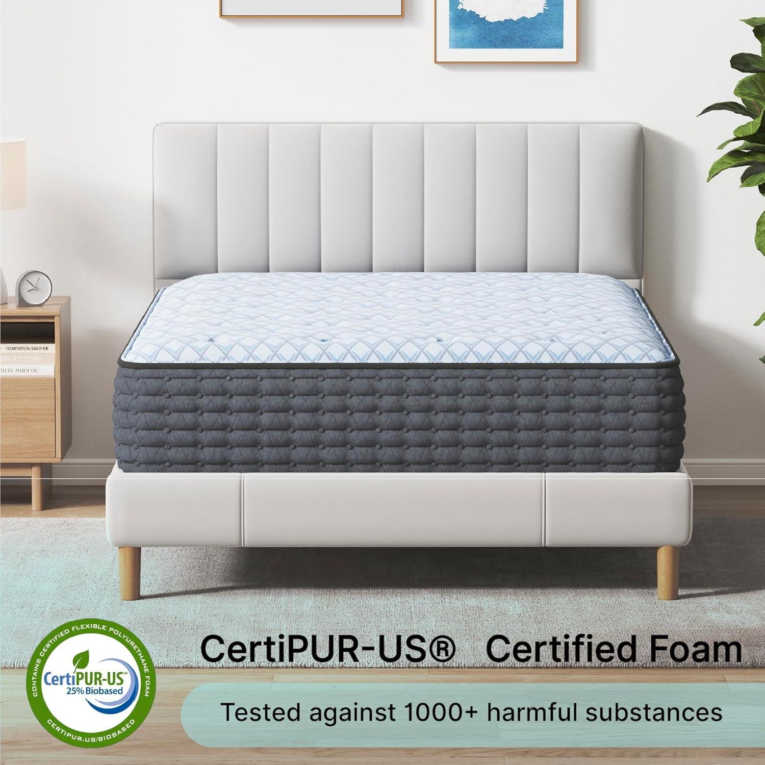 imageSignature Design By Ashley Destin Cove Plush Queen Hybrid Mattress Stretch Knit Cooling Cover Memory Foam Wrapped Coil Unit 60 W x 795 D x 15 H BlueQueen