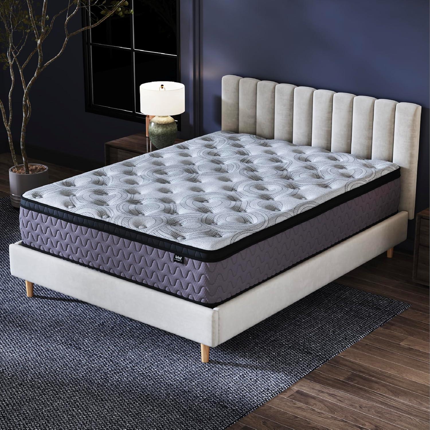 imageSignature Design By Ashley Destin Cove Plush Queen Hybrid Mattress Stretch Knit Cooling Cover Memory Foam Wrapped Coil Unit 60 W x 795 D x 15 H BlueQueen