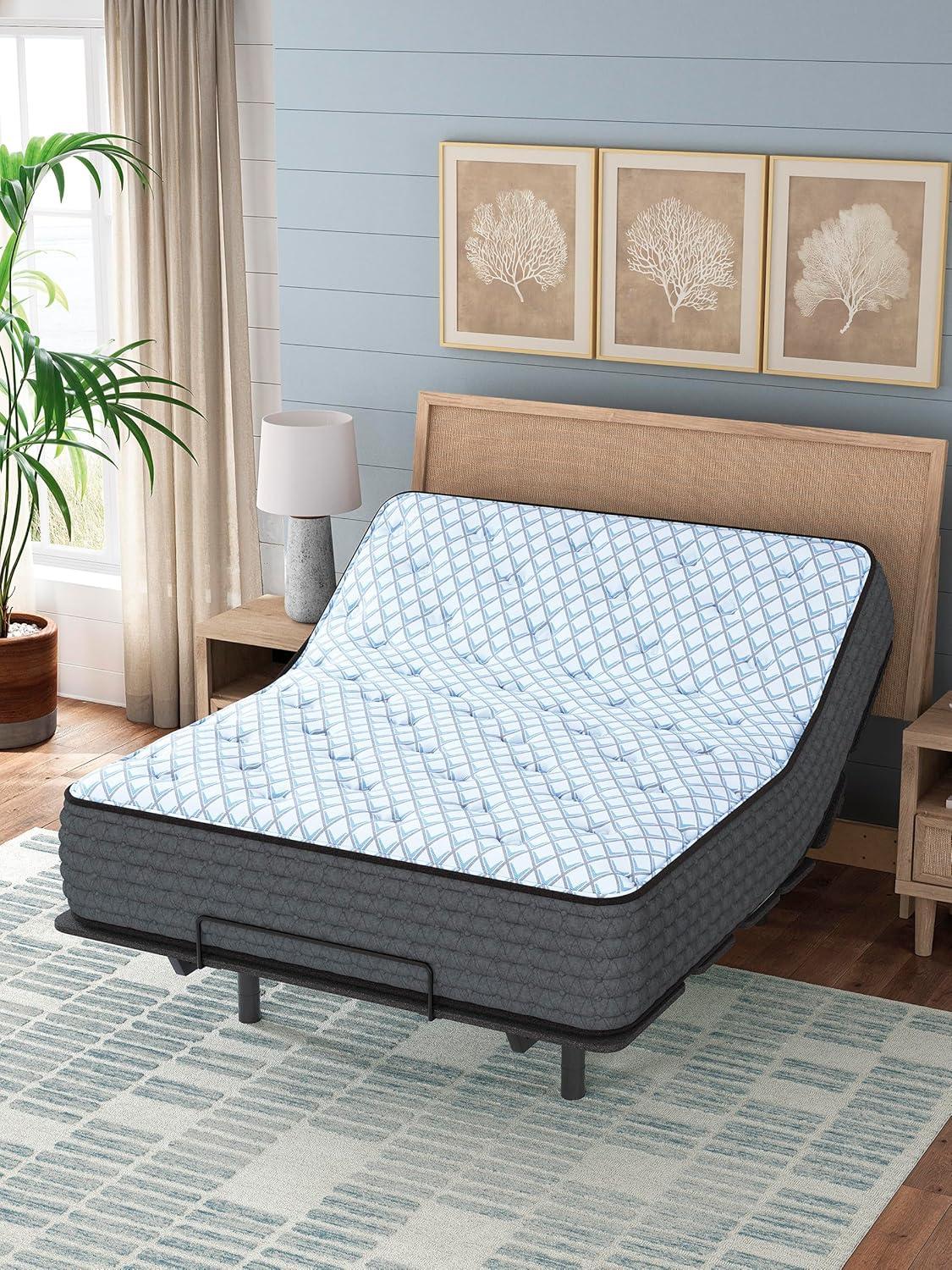 imageSignature Design By Ashley Destin Cove Plush Queen Hybrid Mattress Stretch Knit Cooling Cover Memory Foam Wrapped Coil Unit 60 W x 795 D x 15 H BlueQueen