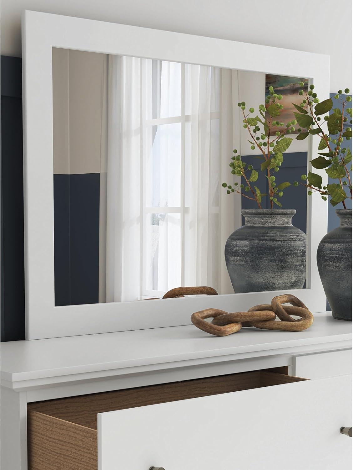 imageSignature Design by Ashley Bostwick Shoals Traditional Bedroom Mirror with Thick Frame White
