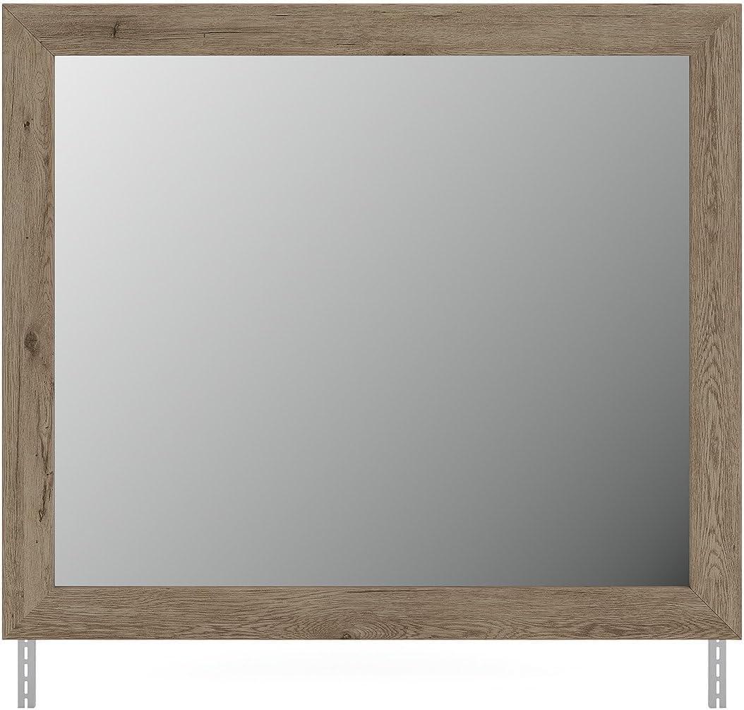 imageSignature Design by Ashley Contoura Rustic Bedroom Mirror with Thick Frame Light Brown