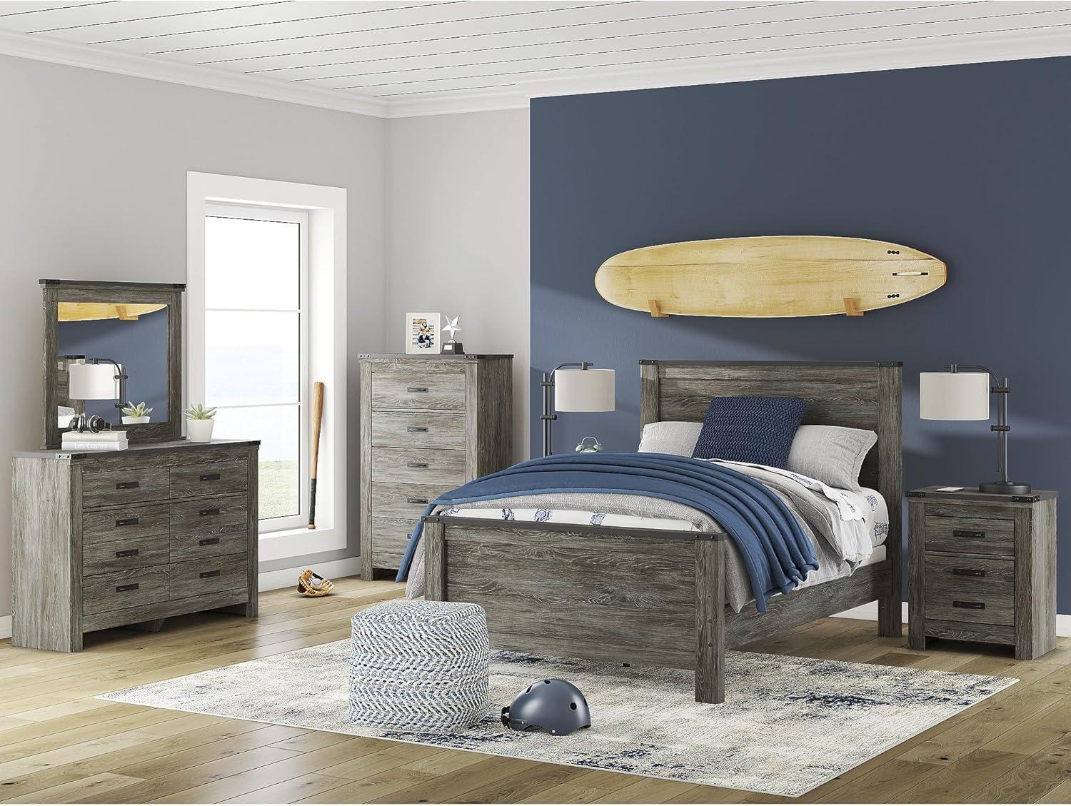 imageSignature Design by Ashley Frandern Rustic Bedroom Mirror with Thick Frame Gray