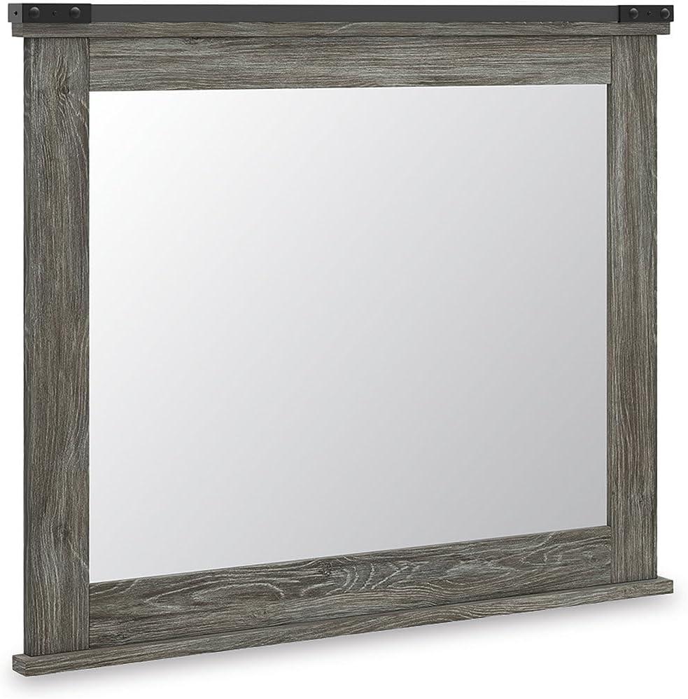 imageSignature Design by Ashley Frandern Rustic Bedroom Mirror with Thick Frame Gray