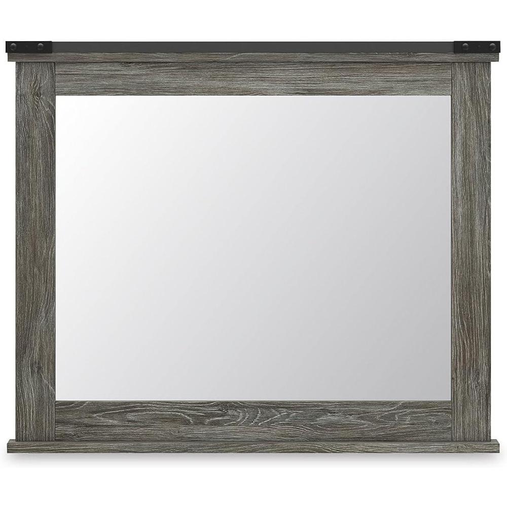 imageSignature Design by Ashley Frandern Rustic Bedroom Mirror with Thick Frame Gray