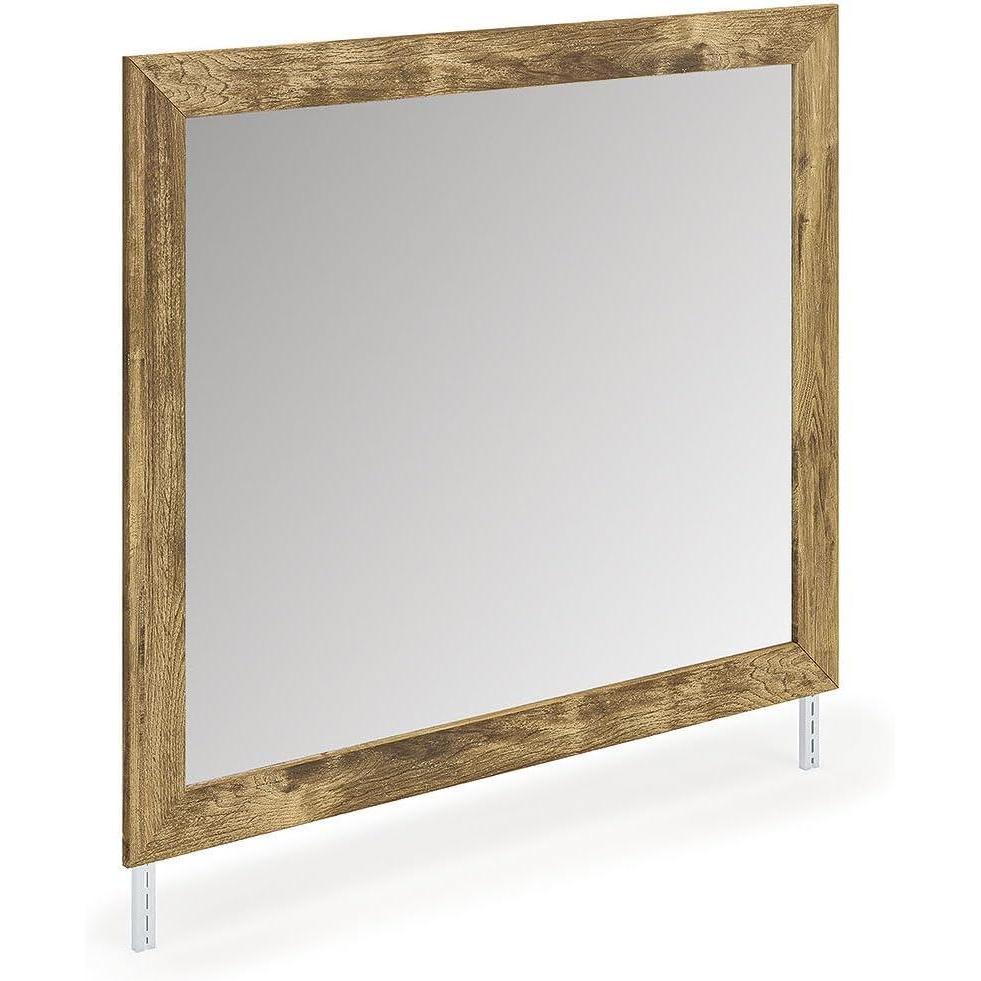 imageSignature Design by Ashley Hastiport Farmhouse Bedroom Mirror with Thick Frame Light Brown