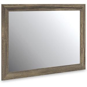 Signature Design by Ashley Jusika Traditional Bedroom Mirror with Thick Frame, Weathered Brown