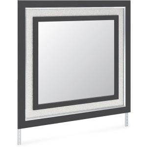 Signature Design by Ashley Ravalori Glam Bedroom Mirror with Thick Frame, Black & Chrome