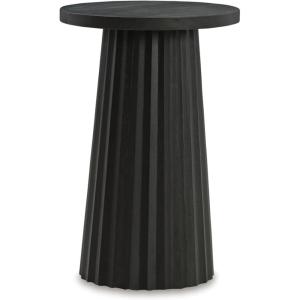 Signature Design by Ashley Realyn Round End Table, Cottage-Style Side Table with Antiqued Two-Tone Finish, Wood & Veneer Construction for Living Room or Bedroom, White/Brown(Black)