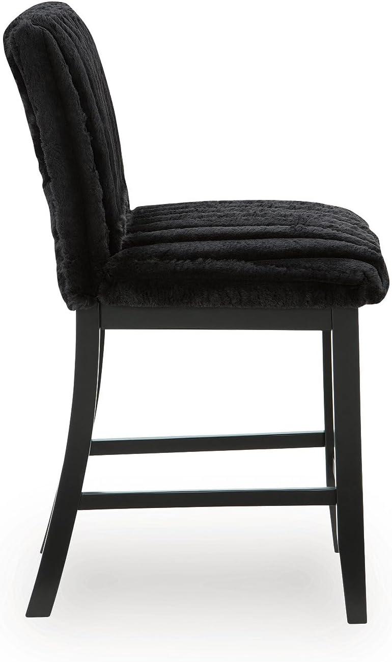 imageSignature Design by Ashley Chyndon Contemporary 26 Upholstered Counter Height Bar Stool Set of 2 Black