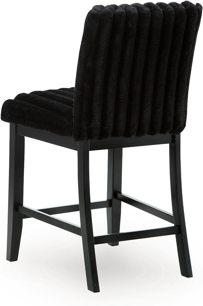 imageSignature Design by Ashley Chyndon Contemporary 26 Upholstered Counter Height Bar Stool Set of 2 Black