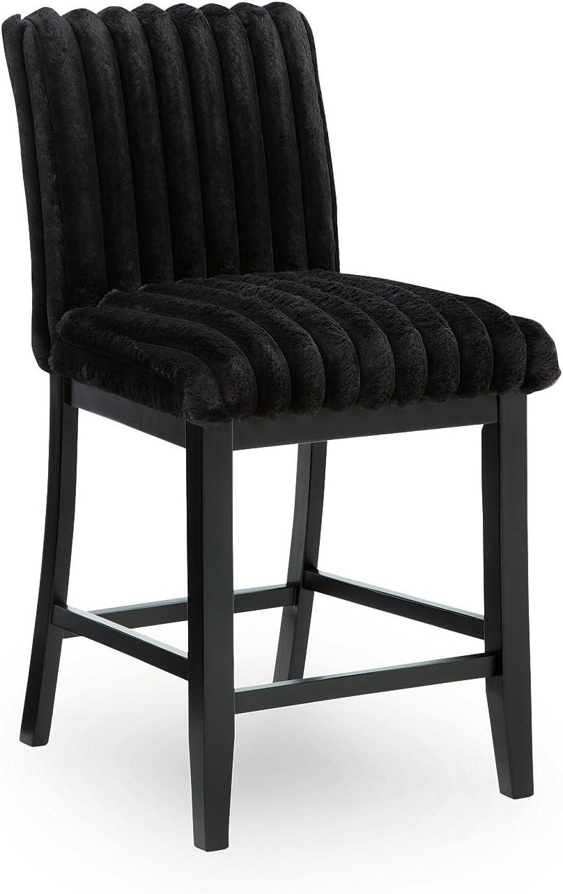 imageSignature Design by Ashley Chyndon Contemporary 26 Upholstered Counter Height Bar Stool Set of 2 Black