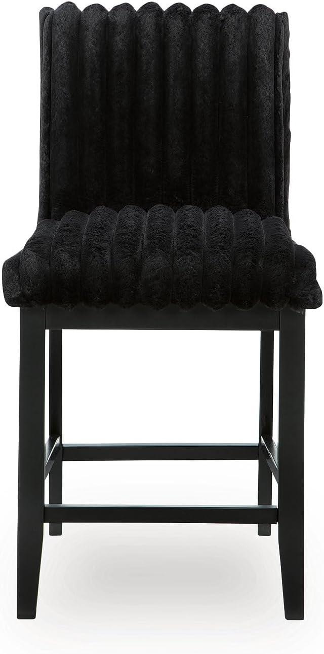 imageSignature Design by Ashley Chyndon Contemporary 26 Upholstered Counter Height Bar Stool Set of 2 Black