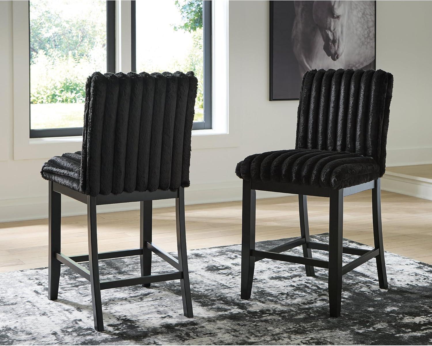 imageSignature Design by Ashley Chyndon Contemporary 26 Upholstered Counter Height Bar Stool Set of 2 Black